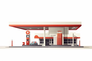 A Gas Station With a Car Parked at the Gas Pump - obrazy, fototapety, plakaty