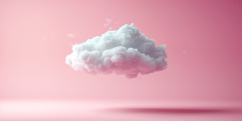 White cloud on pink background. Cloudscape concept