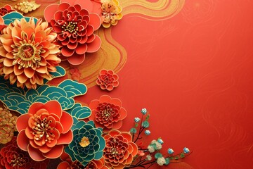 Chinese lunar new year celebration template with copy space design.