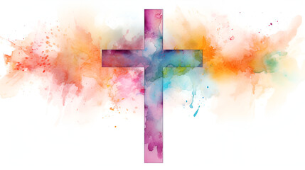 Watercolor Easter cross clipart. Floral crosses. Generated AI