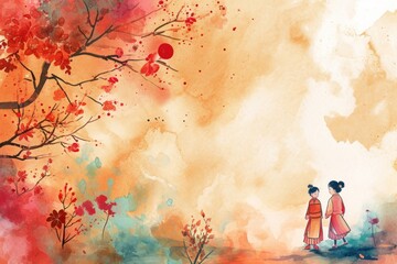 Chinese lunar new year celebration template with copy space design.