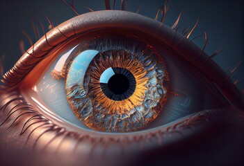 realistic 3d render of eye. Generative AI - obrazy, fototapety, plakaty