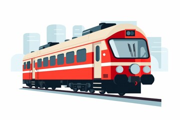 Red and White Train Traveling Down Train Tracks