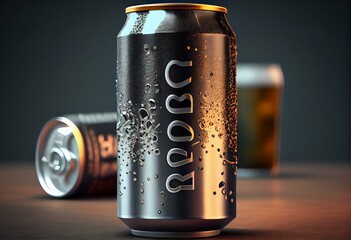 Aluminum Can Soda Mockup 3D Rendering Design. Generative AI - obrazy, fototapety, plakaty