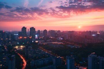Fototapeta premium city at sunset