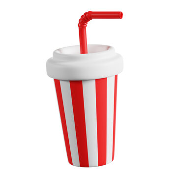 Sweet Carbonated Water in a Cup with Straw 3D render icon