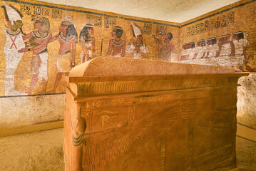 Luxor, Egypt, February 12, 2024: Tomb of Tutankhamun, Luxor, Egypt