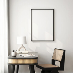 Frame mockup, ISO A paper size. Living room wall poster mockup. Interior mockup with house background. Modern interior design. 3D render
- 734269450