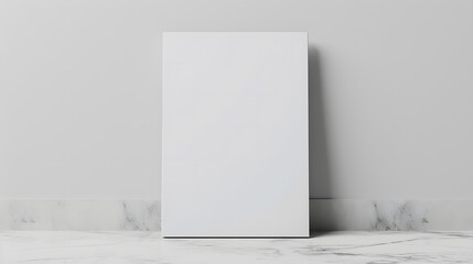 Blank white frame mockup on white wall background