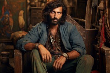 Impressive Pakistani guy suit. Style model. Generate Ai