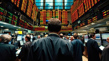 scene of traders on a busy stock exchange floor generative ai