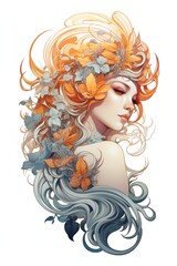 Illustrazione femminile, art nouveau