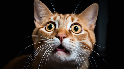 portrait of a funny cat looking surprised
