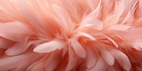 Abstract background from feathers in peach color. Color of the year 2024. Generative AI