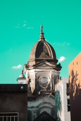 Torre estilo neoclásico italiano del siglo XX, Cementerio de la Recoleta, Asunción-Paraguay - obrazy, fototapety, plakaty