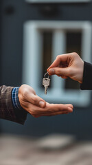 Un agent immobilier qui transmet des clés lors d'une transaction pour l'achat d'une propriété.