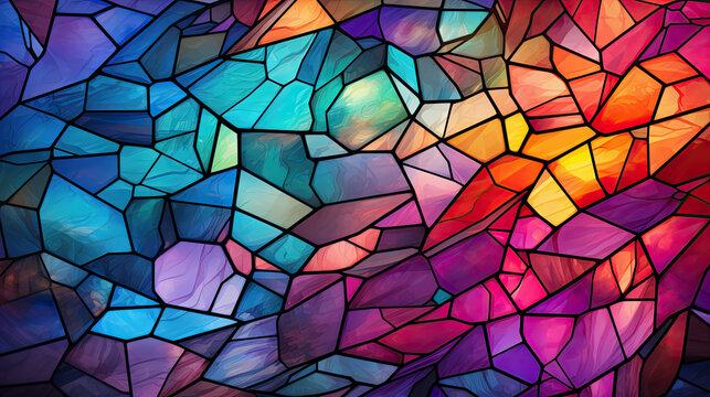 colorful picture made of broken glass like in the window in a church