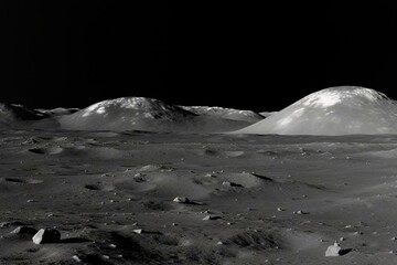 A view of the moon's rugged surface and its barren lunar landscape. Generative AI