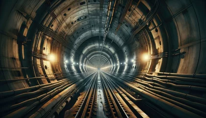 Poster Blurred motion in metro tunnel. Copenhagen metro © savantermedia