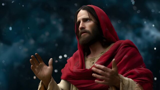 Jesus Christ prays. Jesus Christ and His 12 Disciples Receive a Message from God The Holy Spirit. 