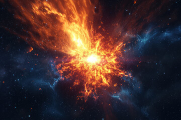 Fototapeta na wymiar view of a distant supernova explosion. The explosion is radiating intense light and energy