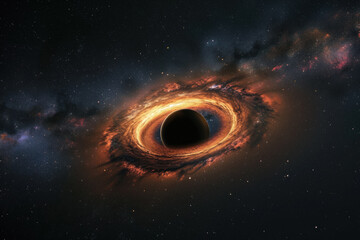 view of a distant galaxy as seen from the edge of a black hole