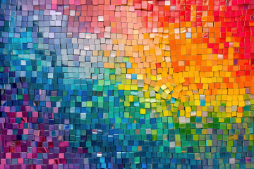 mosaic pattern made up of small, colorful squares.