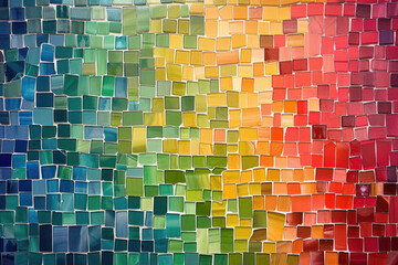 mosaic pattern made up of small, colorful squares.