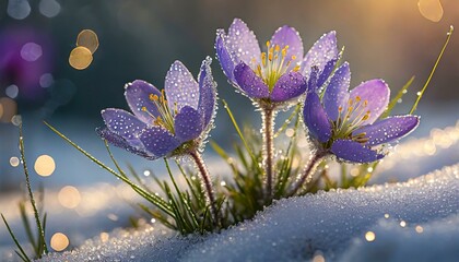 purple crocus species, the harbinger of spring and the beauty of the species that grows in high...