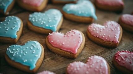 Fototapeta premium Glazed heart-shaped cookies generative ai