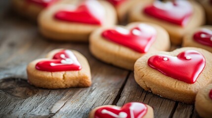 Glazed heart-shaped cookies generative ai