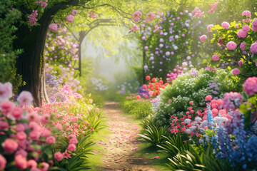 Fototapeta na wymiar beautiful scene of a garden in spring.