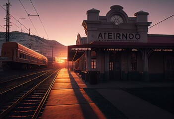 Reno, Nevada at dawn. Generative AI