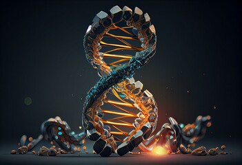 3D Rendering of DNA Helix. Generative AI