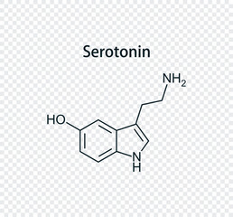 Obraz premium Chemical structure of serotonin. Vector illustration isolated on transparent background.