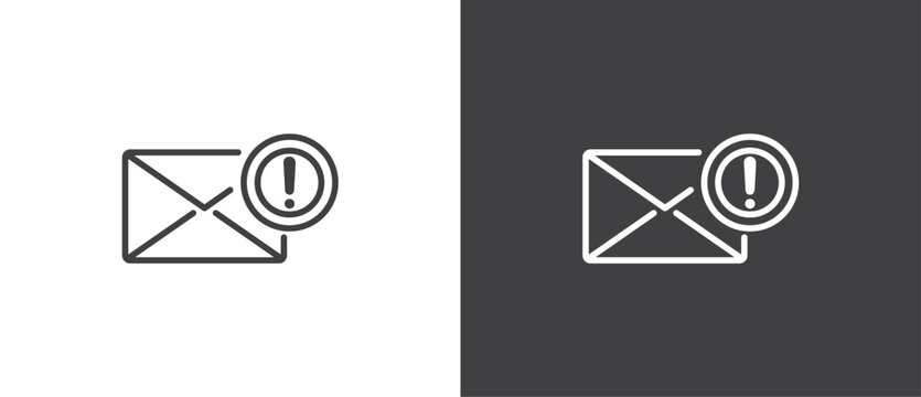 Mail attention sign with exclamation mark icon. The attention icon. Danger symbol. Line Vector illustration. 