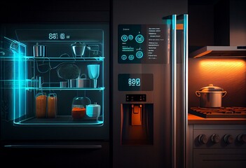 Energy efficiency of home kitchen appliances concept. Generative AI