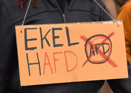 Pappschild auf einer Demo: "EKELHAFD"