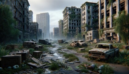 View of the post-apocalyptic - obrazy, fototapety, plakaty
