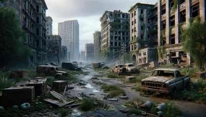Zelfklevend Fotobehang Parijs View of the post-apocalyptic