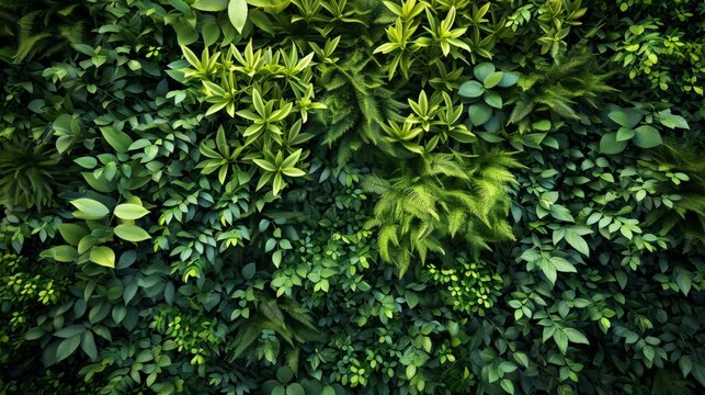 Herb wall, plant wall, natural green wallpaper and background generative ai