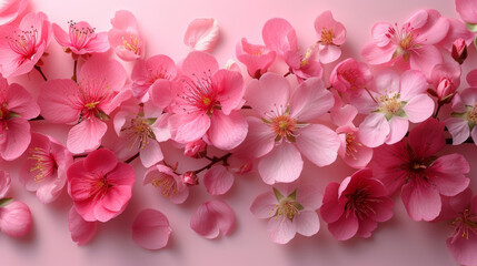 Fototapeta na wymiar Elegant Cherry Blossoms Overlapping on Soft Pink Background