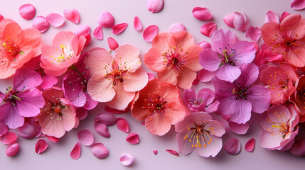 Vibrant Array of Pink Spring Blossoms on Pastel Background