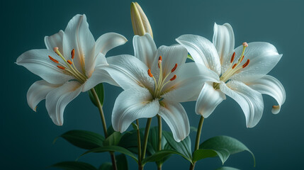 Fototapeta na wymiar White Lilies Against a Textured Background