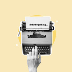 The Beginning, beginning of the story, page, typewriter, retro, old fashioned, hand writing,...