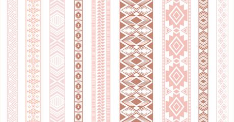 Embroidery ribbon vector patterns, lace seamless border, fashion edge stripes.