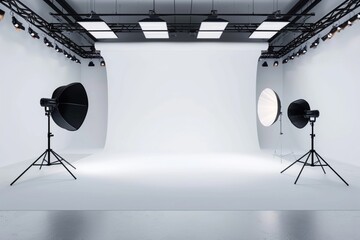 Professional photography studio with white background
