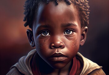 illustration of poor African child. Generative AI - obrazy, fototapety, plakaty