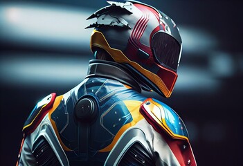 Speed Racer Suit: Futuristic Motorbike Racing Gear. Generative AI