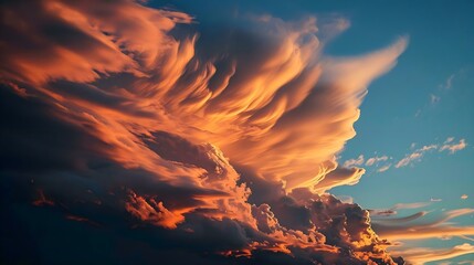 a very large cloud in the sky at sunset